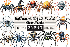 Halloween Clipart Spider Clipart PNG, an Illustration by Black Bird Studio