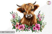 Boho Cow PNGs with Flowers Bundle, a Graphic by crative8112 (Thumbnail 7 of 9)