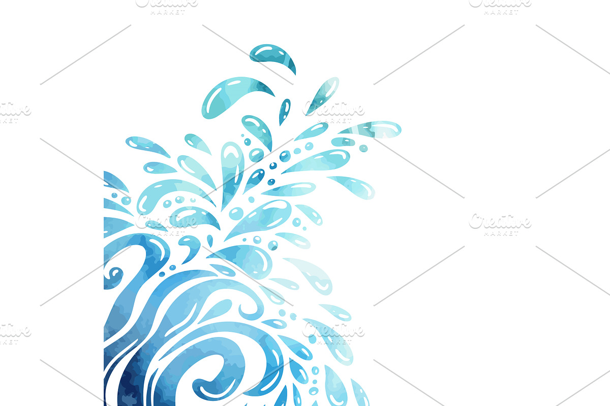 Blue watercolor river ocean wave, an Illustration by Nenahliadava Design