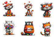 Whimsical Valentine Cat Clipart, an Illustration by CreationArt (Thumbnail 3 of 5)