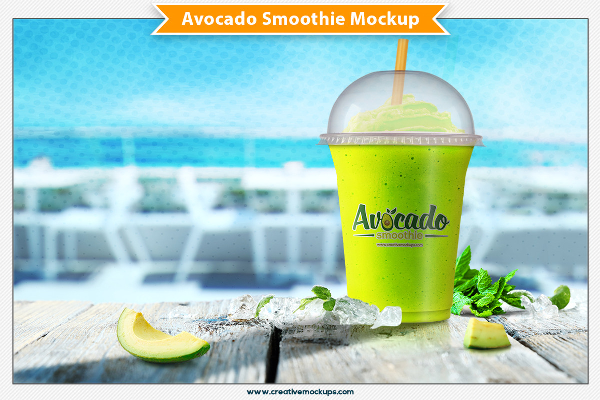 Avocado Smoothie Mockup, a Product Mockup by Plus Media (Photo 4 of 6)