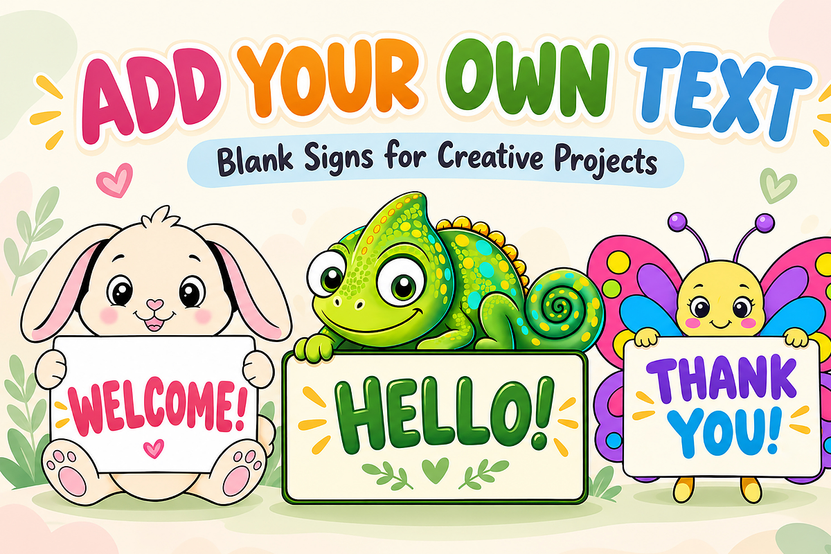 Cute Cartoon Animal Sign Holders, an Animal Illustration by MarisoArt (Photo 7 of 7)