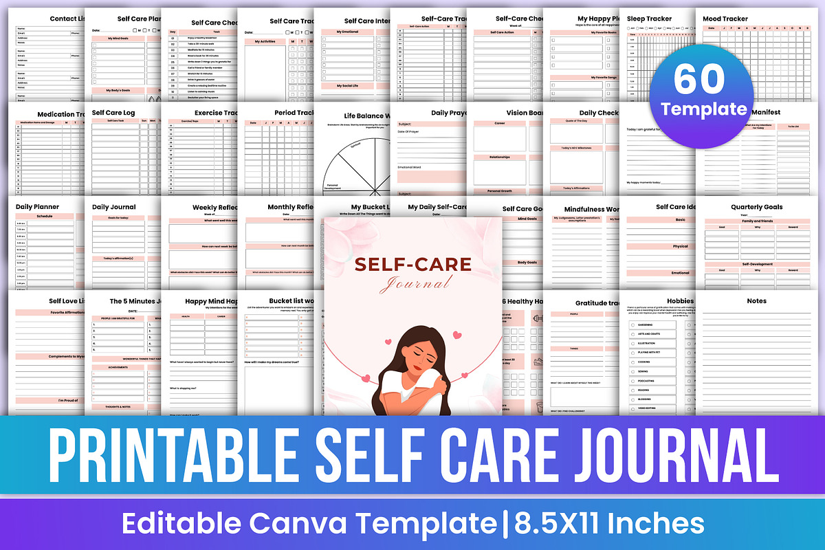 Printable Self-Care Journal Bundle, a Print Template by Mustafiz (Photo 1 of 9)