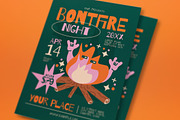 Green Quirky Bonfire Night Flyer Set, a Flyer Template by graphicook (Thumbnail 2 of 3)
