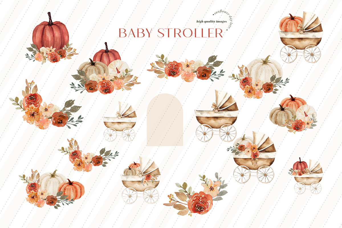 Pumpkins Carriage Watercolor Clipart, an Illustration by Sunflower Day Love (Photo 3 of 5)