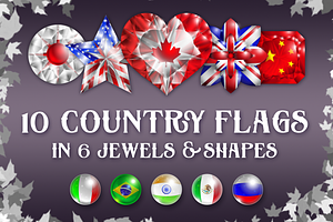 10 Country Flags & language Icons, an Object Graphic by Abysm Internal