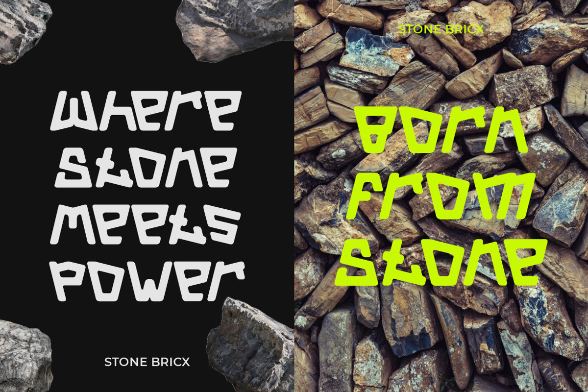Stone Bricx Triangle Display Font, a Font by PutraCetol Studio (Photo 2 of 5)