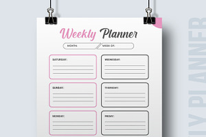 1 Page Weekly Planner Design