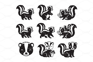 Adorable black and white skunk., an Animal Illustration by yod67
