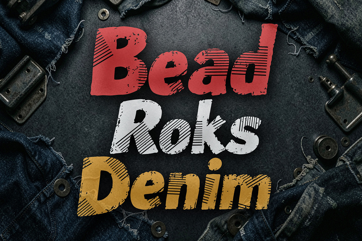Bead Roks Denim - Built Rough, a Sans Serif Font by HypeWorksCo (Photo 1 of 12)