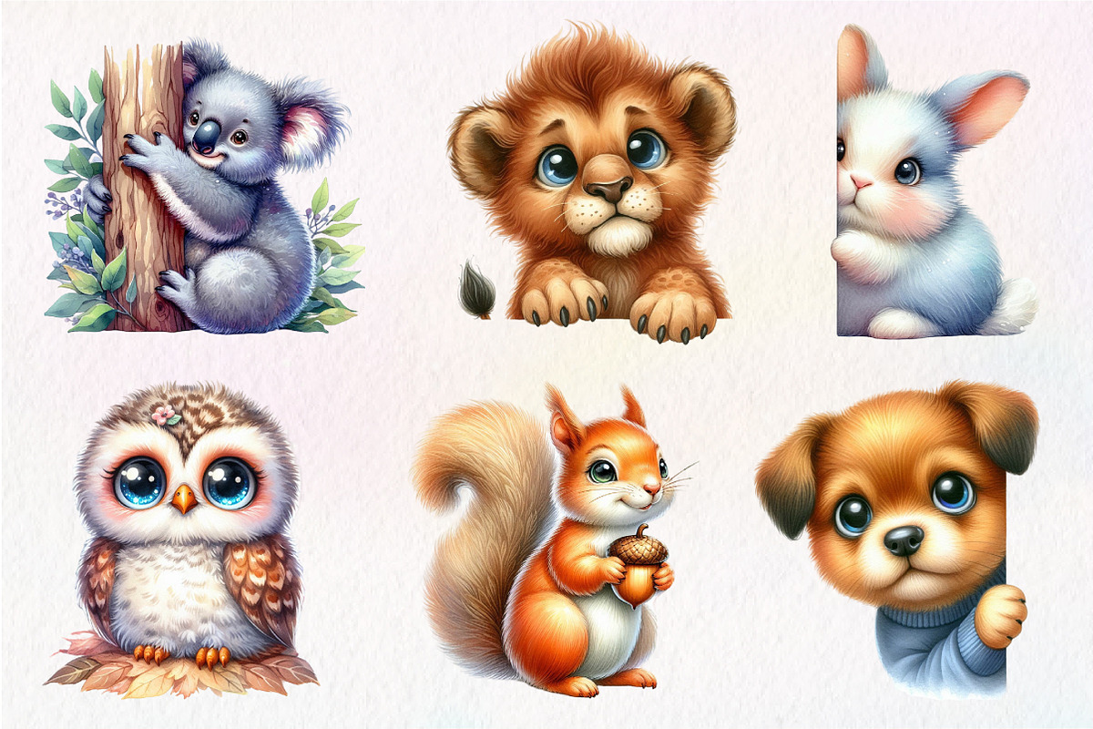 Animal Peeking Around Corner Clipart, an Illustration by Dream Creation (Photo 5 of 7)