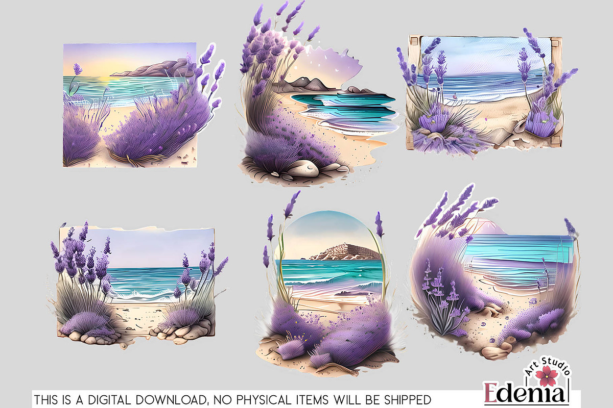 Lavender Beach Views Cliparts, a Seasonal Illustration by EdeniaArtStudio (Photo 4 of 7)