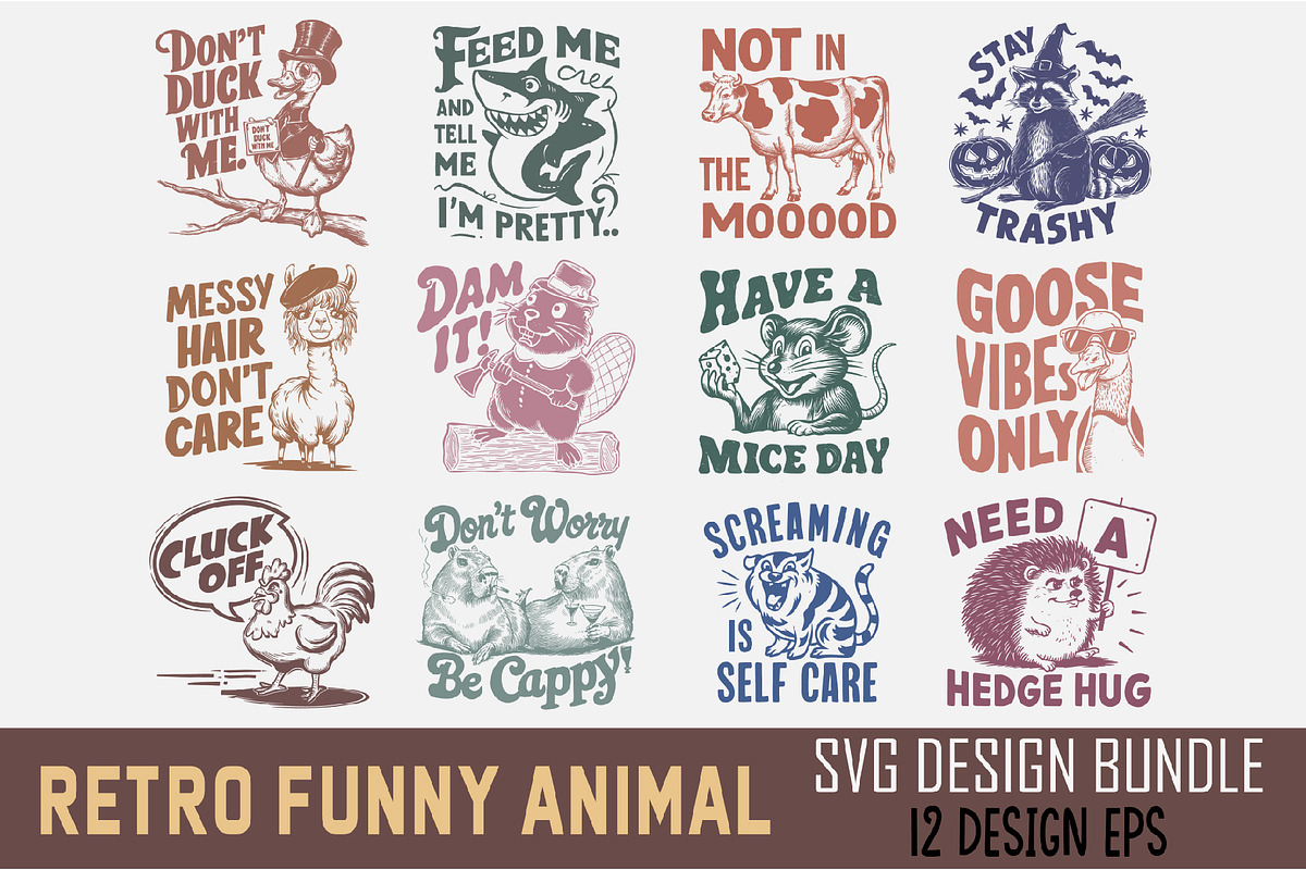 Retro Funny Sarcastic Animal SVG Bun, an Animal Illustration by Ya_ Design Store