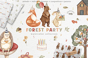 Forest party. Watercolor birthday., an Animal Illustration by Ooh Lily (Thumbnail 1 of 16)