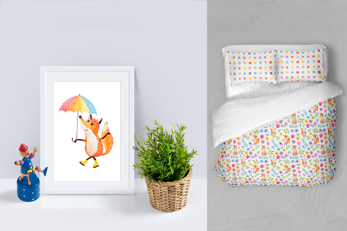 Happy fox watercolor clip art, an Animal Illustration by rosypatterns (Photo 6 of 7)