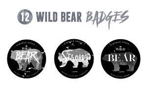 12 Wild Bear Badges