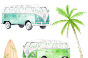 Camper van and surf boards cliparts, an Illustration by Sweet sweet design (Thumbnail 2 of 7)