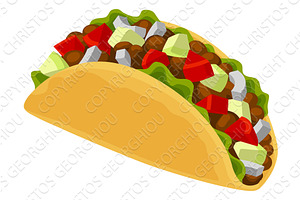 Crunchy Taco Food Illustration, a Food Illustration by Christos Georghiou