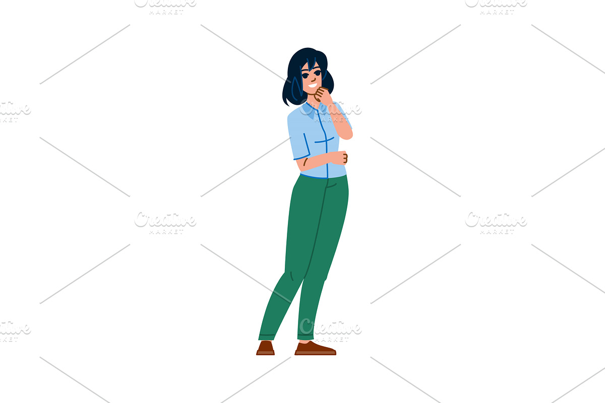 Young pensive businesswoman standing, a Person Illustration by pikepicture