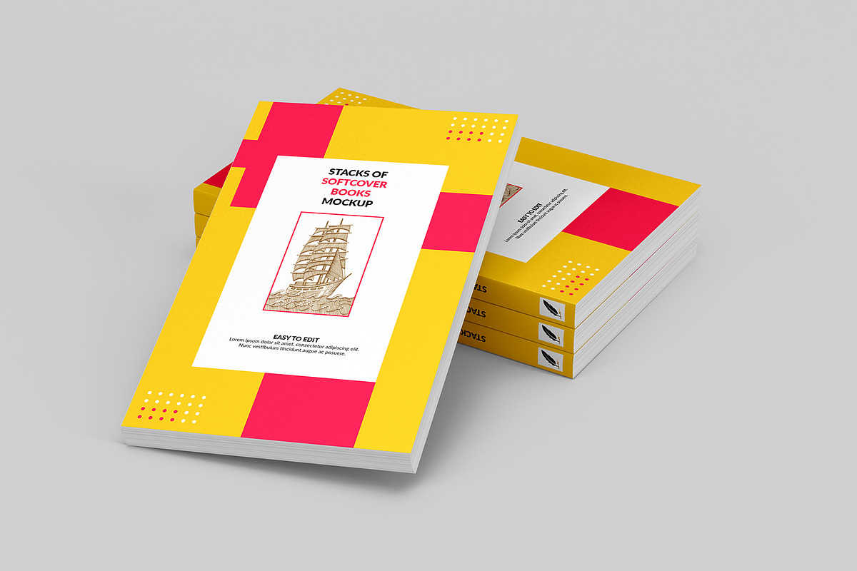 Stacks of Softcover Books Mockup, a Books & Magazine Mockup by Illusiongraphic (Photo 6 of 19)