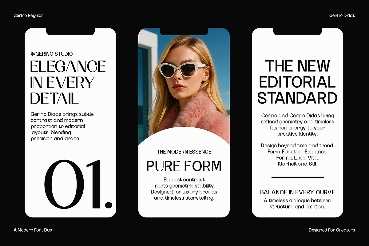 Gerino - Modern Editorial Duo, a Sans Serif Font by Valentino Vergan (Photo 9 of 14)