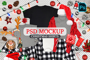 Christmas Family T-Shirt Mockup PSD