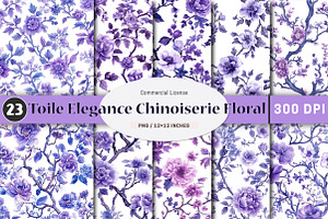 Toile Elegance Chinoiserie Floral, a Pattern Graphic by SinaCreation