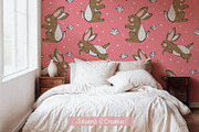 Whimsical Bunny Seamless Design, an Illustration by Johanna V. Creative (Thumbnail 2 of 3)