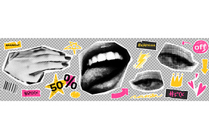 Collage element with hand and eyes