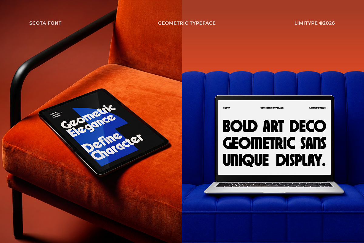 Scota - Bold Geometric Font, a Sans Serif Font by limitype (Photo 3 of 12)