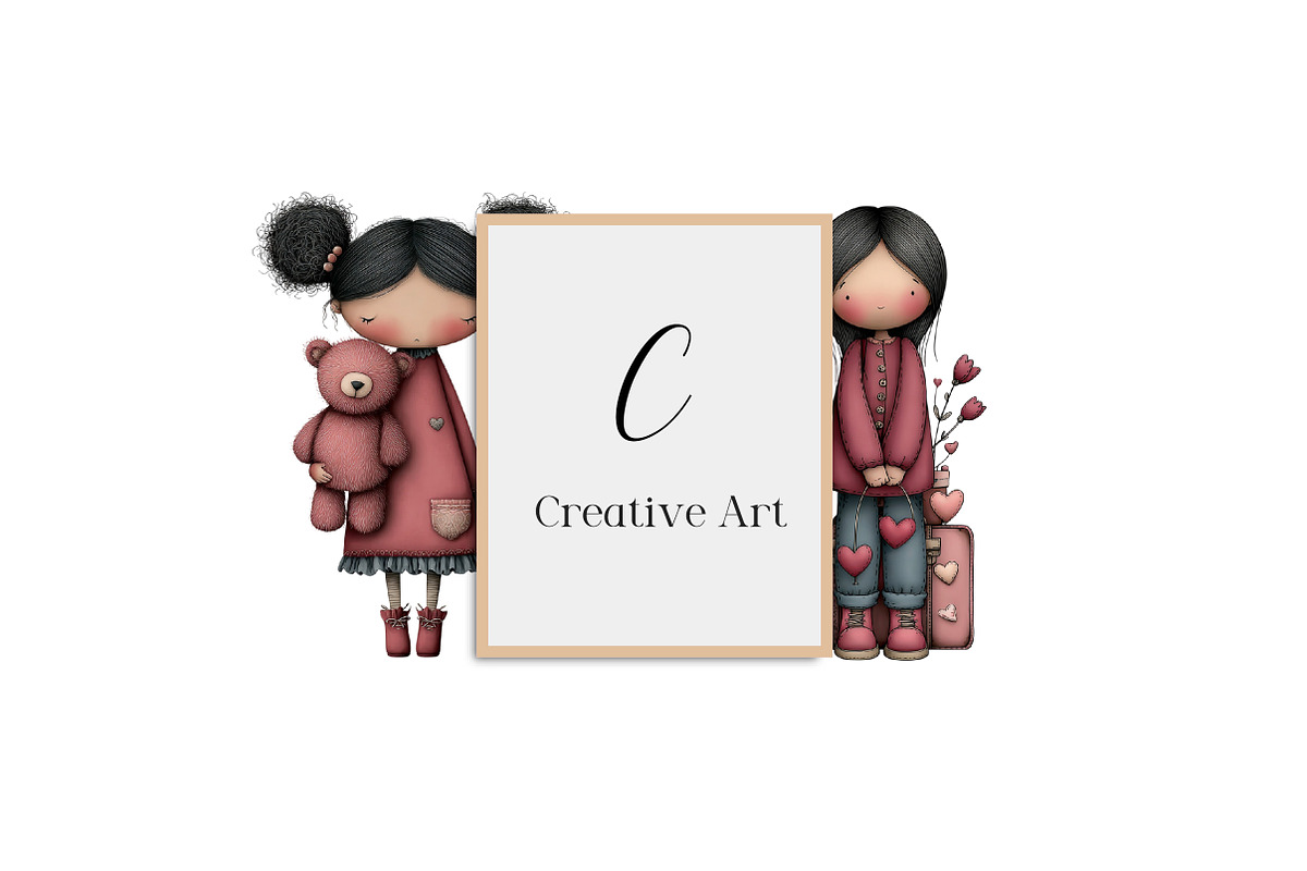 Whimsical Flowers and Girls Clipart, an Illustration by Creative Art (Photo 9 of 11)