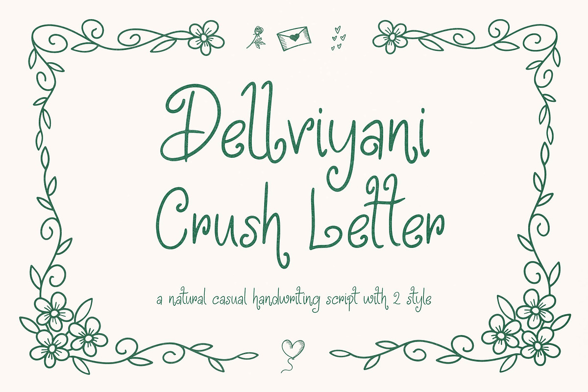 Delviyani Letter Casual Handwritten, a Handwritten Font by Denustudios (Photo 1 of 15)