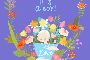 Frame with Cartoon Mother and Baby, a Person Illustration by Maria Starus