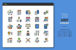 70 Audit Icons, a Solid Icon by Flat Icons
