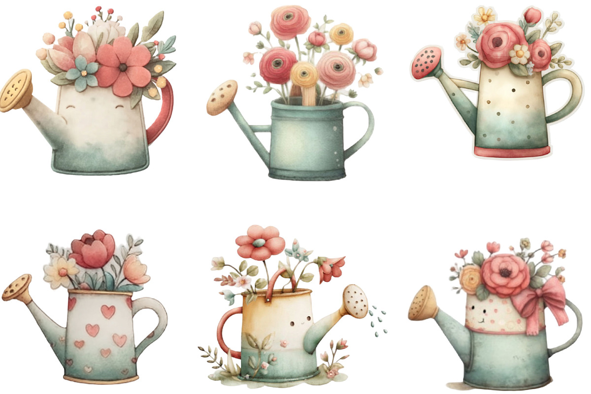 Watercolor Watering Can Clipart, an Illustration by Designking (Photo 3 of 5)