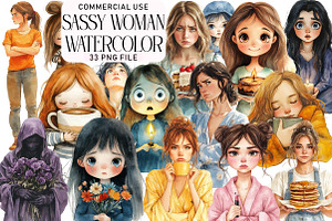 Sassy Woman Watercolor Clipart, an Illustration by Daily.Designs