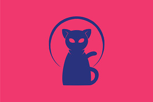 neon cat between moon light, a Branding & Logo Template by Judsart