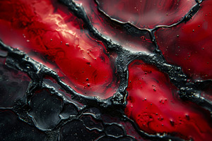 Swirling patterns of deep red and bl, a Photo by Tanuart