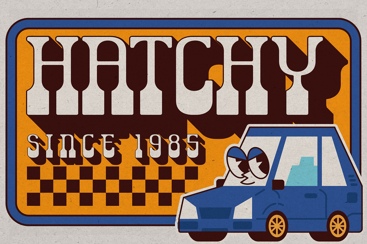 Champione | Retro Font with Extrude, a Serif Font by Almeera Std (Photo 2 of 12)