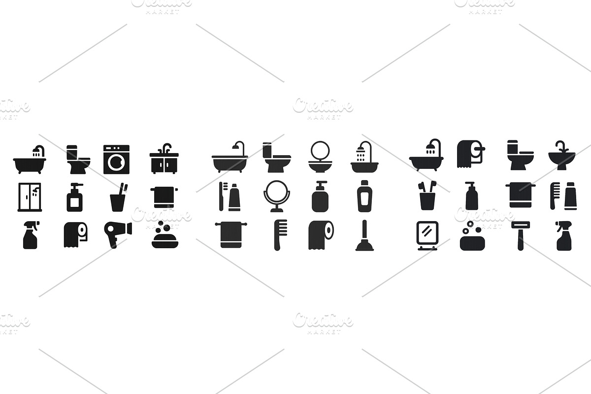 Various icons representing bathroom, an Object Illustration by ZinetroN