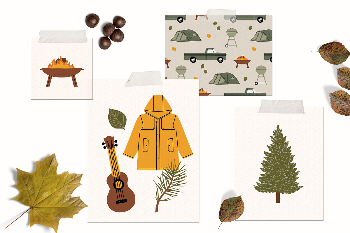 Camping Time Clipart & Patterns, a Pattern Graphic by Katerina Osa (Photo 2 of 6)