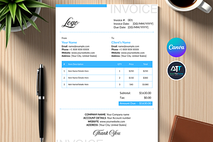 Editable Canva Invoice Template, a Stationery Template by AwaisTheTechie