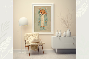 Vintage Cute Fox Clipart And Poster