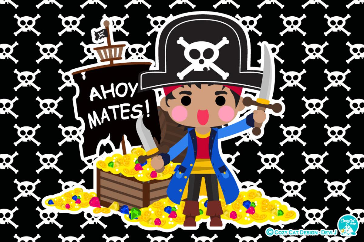 Digital Clipart Ahoy Mates, a Decorative Illustration by Cozy Cat Design (Photo 1 of 3)