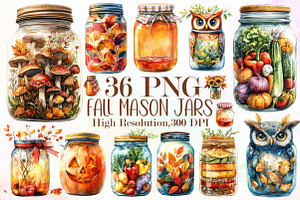 Fall Mason Jars Clipart Bundle, an Illustration by Sublimation Artist