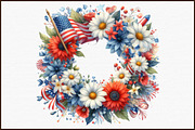 Watercolor 4th of July Wreath Clipar, an Illustration by Sublimation Artist (Thumbnail 3 of 6)