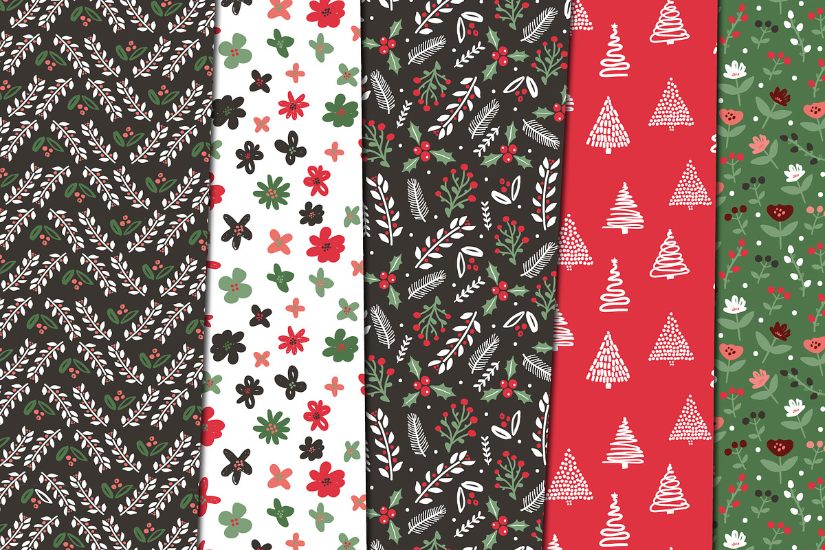 Winter holiday floral patterns, a Pattern Graphic by Cozy pattern shop (Photo 7 of 11)