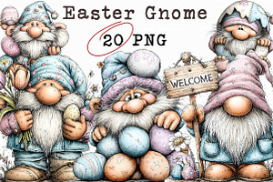 Cute Easter Gnome Clipart, an Illustration by Libby Wishes