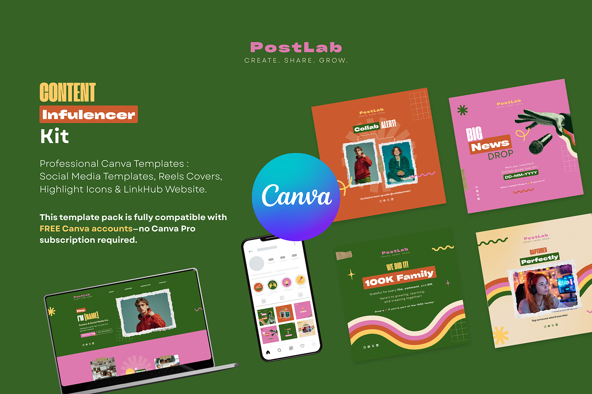 Retro Pop Social Canva Templates