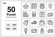 Travel Outline Icons, an Outline Icon by Tekuni (Thumbnail 1 of 6)